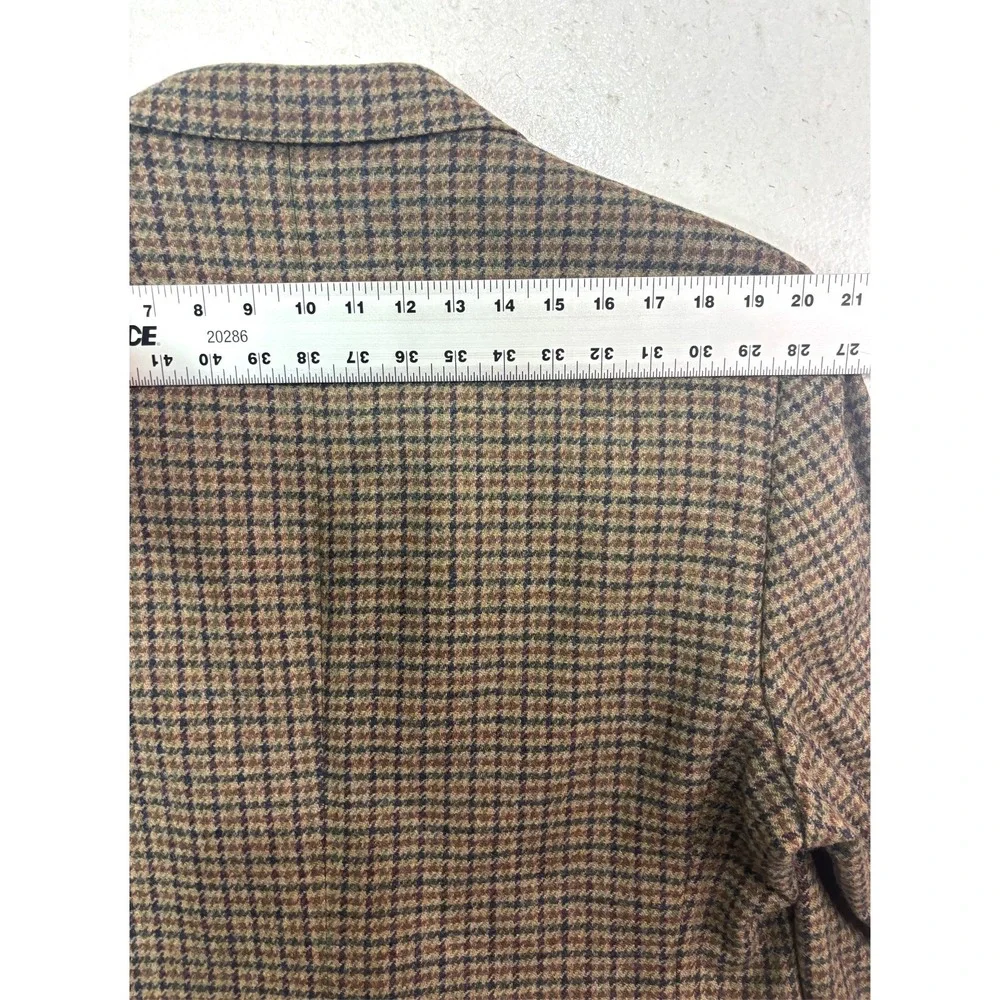 VTG 90s Brown Houndstooth Tweed 43L 44L Blazer Jacket Sport‎ Suit Coat USA Wool